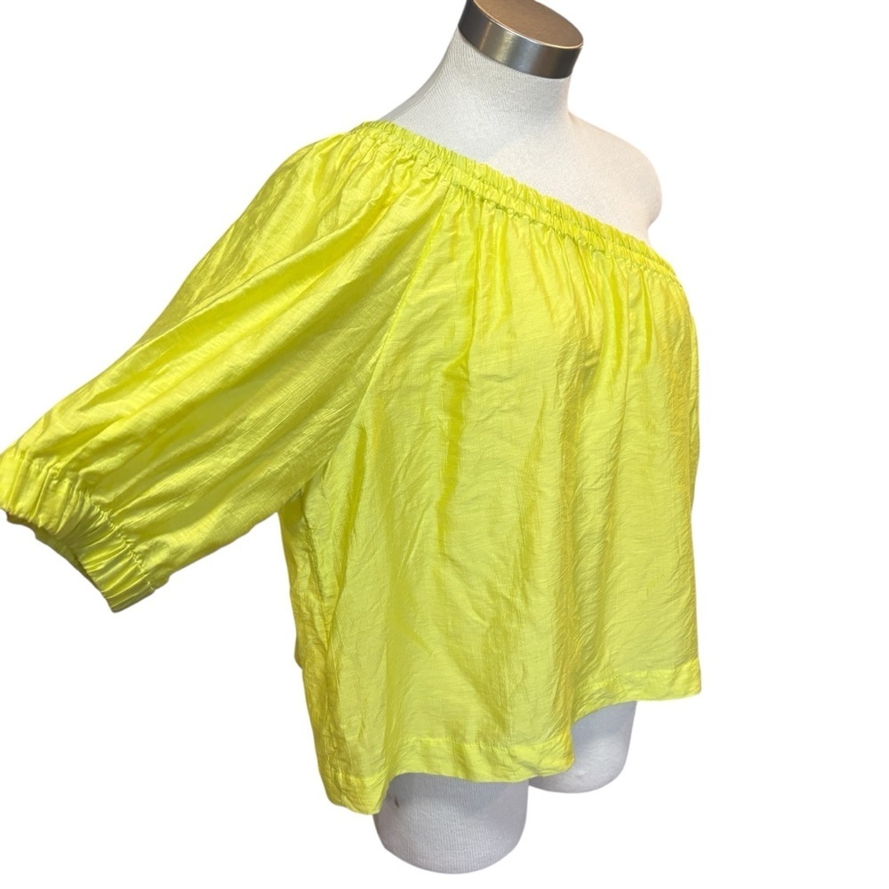 Anthropologie Maeve Leonie Top One Shoulder Lightweight Lime Green Sz. S - Picture 4 of 10
